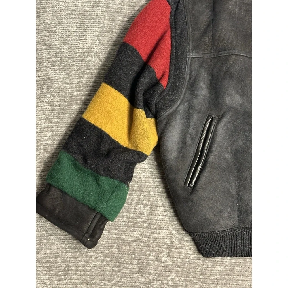 Vintage Iceberg Bugs Bunny Leather Wool Jacket 90s Made Italy Looney Tunes XL 54